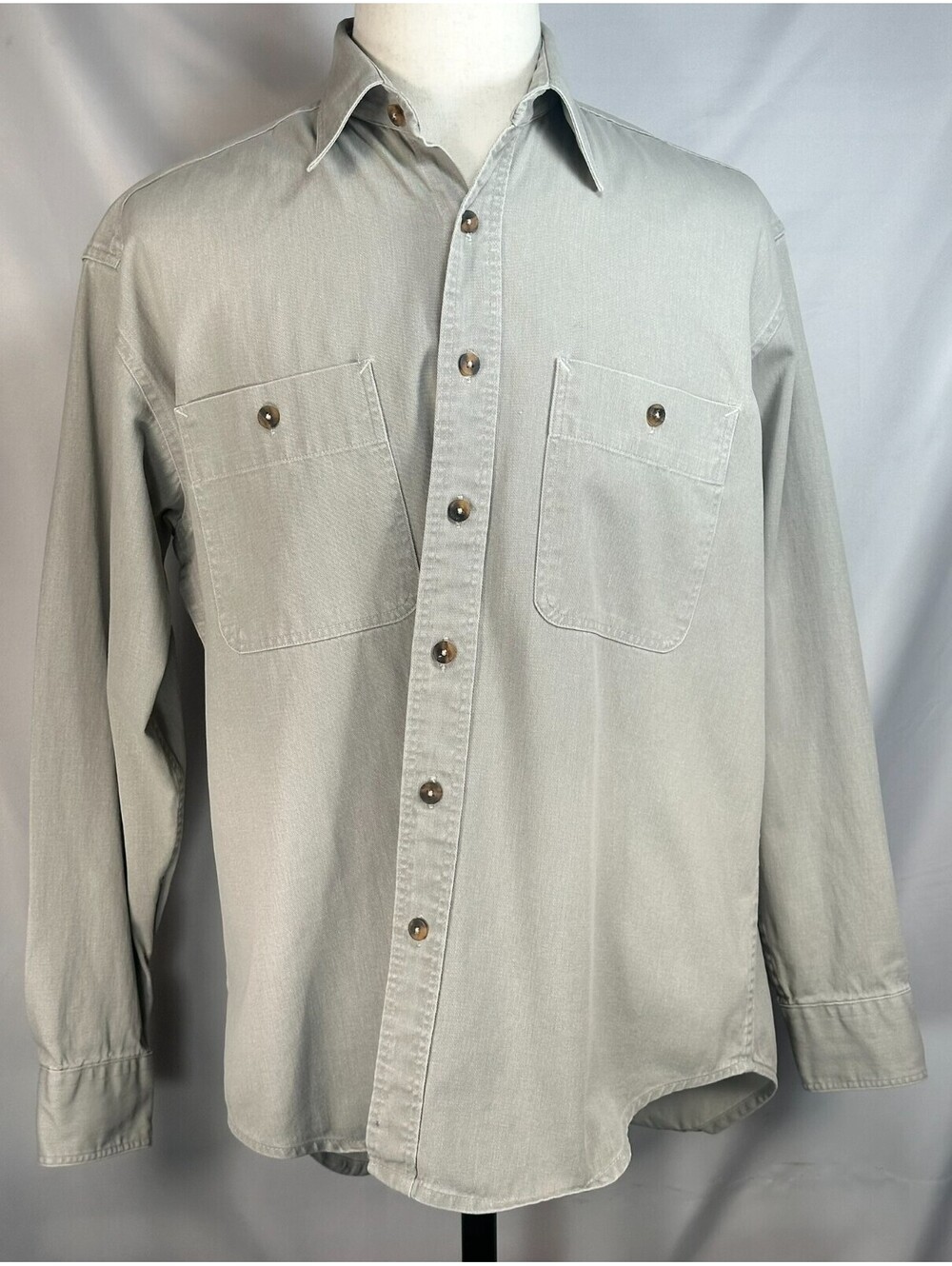 Jansport Pockets 100% Cotton USA-Made Button Up Brown Mens M